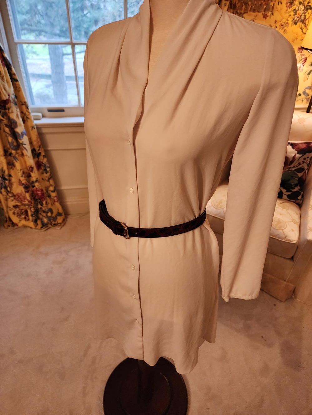 Wilfred Cream Button-Front Long Sleeve Dress